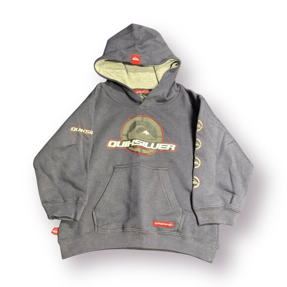 Quiksilver Hoodie Size 2T Navy‎ Blue Retro Hoodie with Logo Skater Y2K - Picture 2 of 5